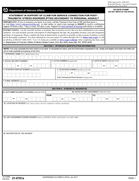 Va Form 21 0781A Pdf Va Form 21 0781A Pdf
