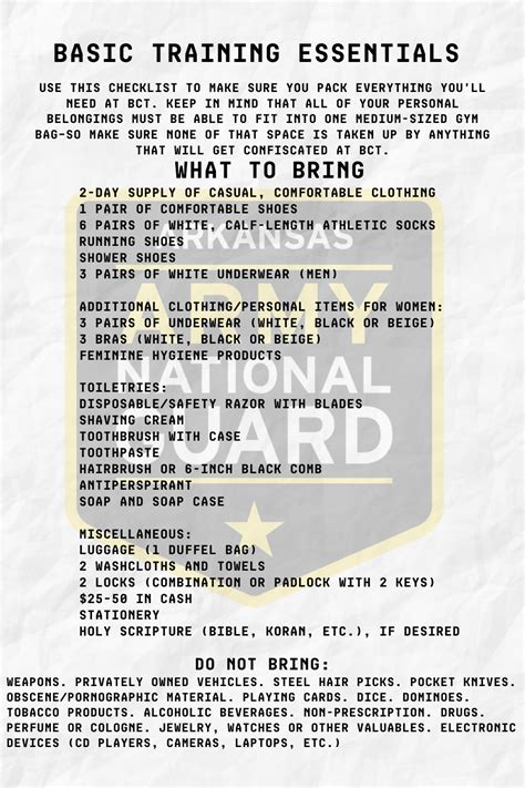 What To Bring To Bct