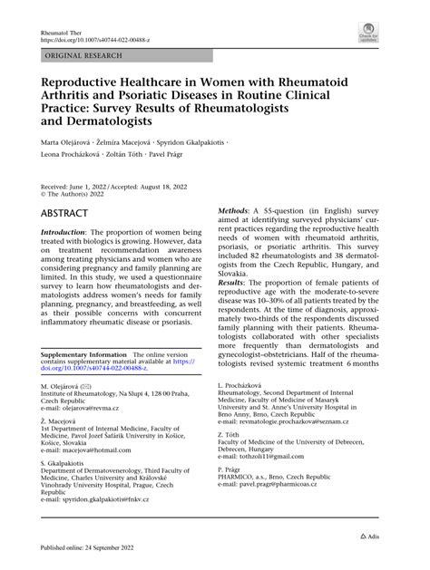 Womens Health Rheumatology Research Articles