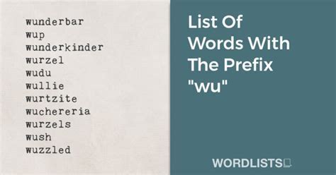 Words Beginning With Wu